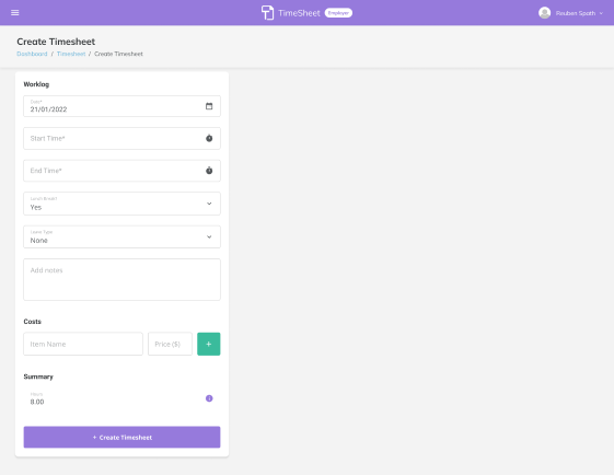 TimeSheet Screenshot